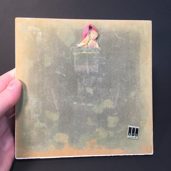 vtg Urushibara Mokuchu ATC Japan HORSE -HEAD DOWN- WALKING 6" x 6" print on tile - Picture 11 of 11